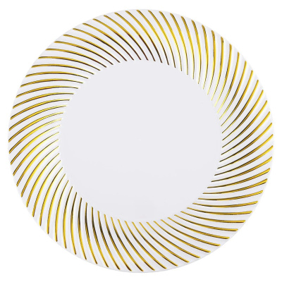 Тарелка пластиковая белая "Золотая волна" 23см