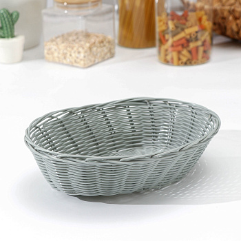 Корзинка для фруктов и хлеба «Плуг» 25х18х6,5см   плетёная серая