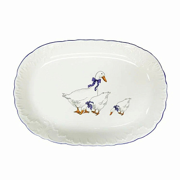 Блюдо овальное 29см Рококо  "Гуси"