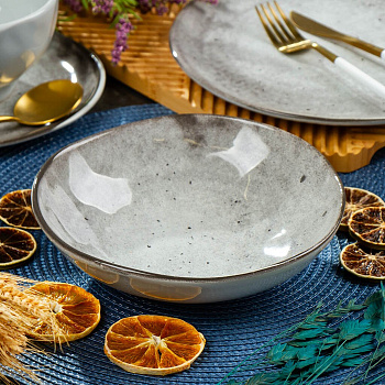Тарелка суповая STONE DARK серый 20см