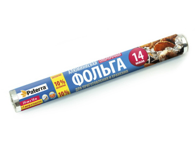 Фольга пищевая 29см*10м  "Супер прочная" 14мкм PATERRA