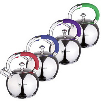 Чайник мет. со свистком 3л силик. ручка 4цв.: син. красн. зел. фиол. Чайник мет. со свистком 3л силик. ручка 4цв.: син. красн. зел. фиол.