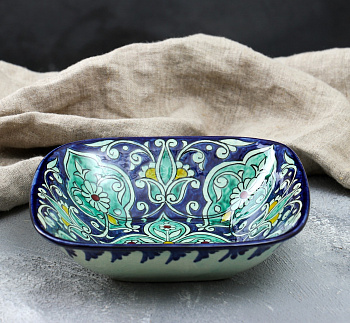 Салатник Риштан квадратный  19см "Цветы"