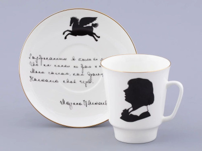 Чашка с блюдцем пара  кофейная  165мл "Русские писатели Цветаева" ф.Майская