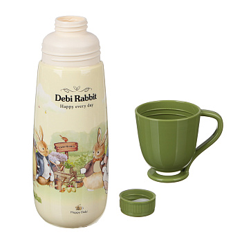 Бутылочка с кружкой "Зайчата" 650мл пп