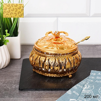 Сахарница с ложкой 200мл стекло металл