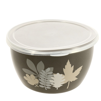 Миска эмал. с пласт. крышкой "Осенняя соната" 1.7л 16см Миска эмал. с пласт. крышкой "Осенняя соната" 1.7л 16см