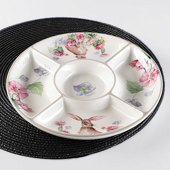 Менажница 5 ячеек  «Зайка» 26см Менажница 5 ячеек  «Зайка» 26см