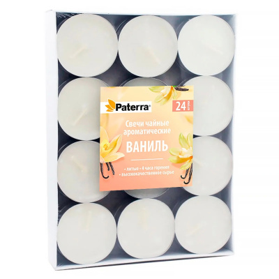 Свеча чайная в гильзе 13г 4ч аромат ванили