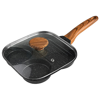 Сковорода 18.5см для завтраков Nordic Stone с крышкой  антипригарное покрытие