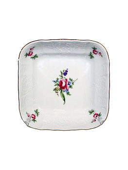 Салатник квадратный 25см 1.75л "Мейсенский букет"