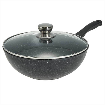 Вок 28см ОРИОН стекл.крышка