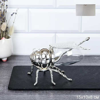 Ваза для сервировки Пчела 15*10*8см стекло металл