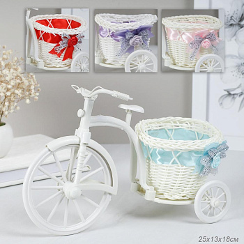 Корзина декоративная Велосипед 25x13x18см   микс