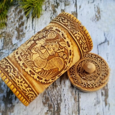 Туес высокий "Бельчонок"  d11 h19/21см