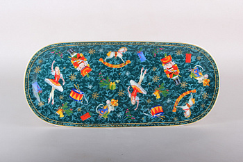 Блюдо овальное 33х15см "Щелкунчик и мышиный король, зеленый"
