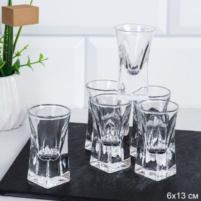 Набор стопок 6шт 13мл Квадрат