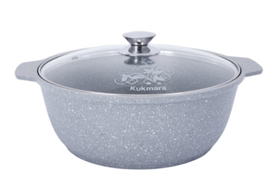 Кастрюля жаровня 4л  "Светлый мрамор" стекл. крышка