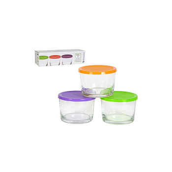 Набор банок малых БЕЙЗИК 3шт. 220мл разноцв. крышка