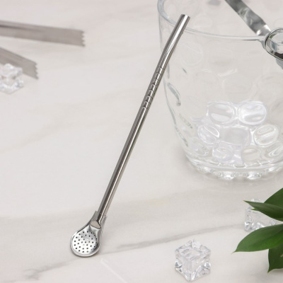 Ложка - бомбилья для матэ 17.5*2см нерж. цвет серебро