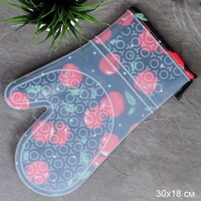 Варежка прихватка Вишня силикон текстиль 30*18см