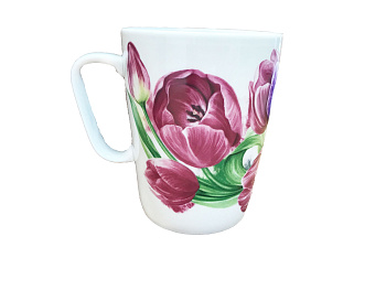 Кружка 350мл "Розовые тюльпаны" ф.Конус