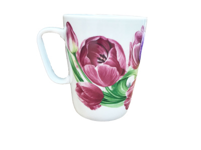 Кружка 350мл "Розовые тюльпаны" ф.Конус