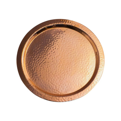 Поднос круглый 27см медный кованый