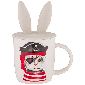 Кружка с силиконовой крышкой "Котомания" 380мл под.уп. Кружка с силиконовой крышкой "Котомания" 380мл под.уп.