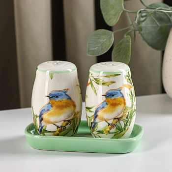 Набор для специй «Флора и Фауна» 2пр солонка перечница 80мл 11.5x6.2x8.8см керамика