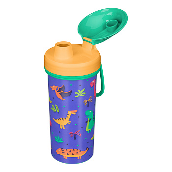 Бутылка детская с декором и петлей 400мл зеленый