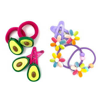 Набор резинок для волос 2шт + заколки 2шт