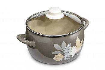 Кастрюля эмал. со стекл. крышкой "Осенняя соната" 5.7л Кастрюля эмал. со стекл. крышкой "Осенняя соната" 5.7л