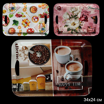 Поднос прямоугольный 34х24см    микс Поднос прямоугольный 34х24см    микс
