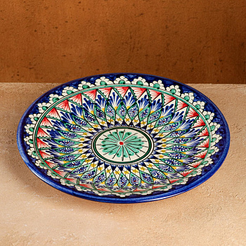 Блюдо ляган  Риштан  «Орнамент» d28см синий