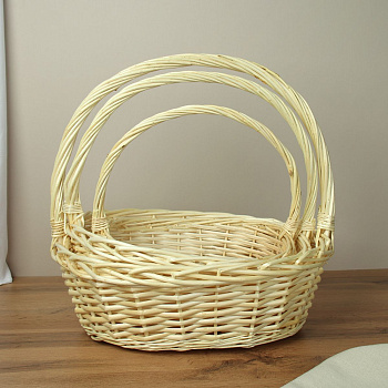 Корзина плетеная белая 32х24х10см  овальная