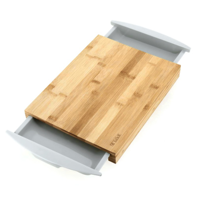 Доска разделочная  бамбук 38.5*25*4см с пластиковыми лотками