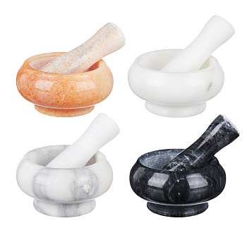 Ступка с пестиком 9x4.5см  мрамор 4цвета бел/сер/черн/оранж