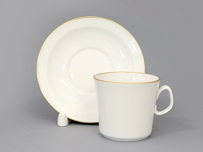 Чашка с блюдцем чайная кофейная пара 205мл Золотая лента ф.Молодежная
