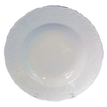 Тарелка глубокая 22,5см  "Рококо Узор+Платина"