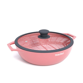 Жаровня 3л  с крышкой с силиконовым ободом Tesoro Florence Induction total pink Жаровня 3л  с крышкой с силиконовым ободом Tesoro Florence Induction total pink