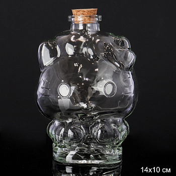 Бутылка штоф Котенок с бамбуковой пробкой 14x10см