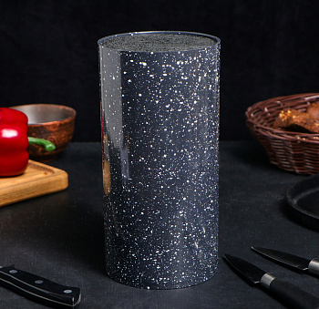 Подставка под ножи «Чёрный гранит» с наполнителем 11*22см