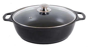 Кастрюля-Жаровня 3л "Темный мрамор" с антипр.покр., стекл.крышка Кастрюля-Жаровня 3л "Темный мрамор" с антипр.покр., стекл.крышка