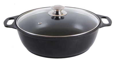 Кастрюля-Жаровня 3л "Темный мрамор" с антипр.покр., стекл.крышка