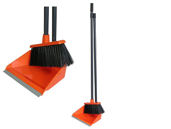 Набор для уборки ЛЕНИВКА оранжевый: щетка с ручкой, совок с удл. ручкой