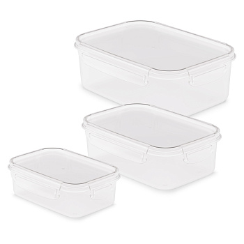 Набор емкостей для СВЧ "Прайм" 3шт. прямоуг 0.5+1+1.6л герметичные
