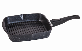 Сковорода-гриль квадратная 28см АП Гранит black съемная ручка, стекл.крышка Сковорода-гриль квадратная 28см АП Гранит black съемная ручка, стекл.крышка