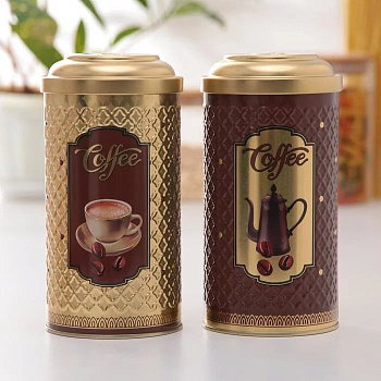 Жест. банка "Кофе"  d8.5см h16см 0.9л Жест. банка "Кофе"  d8.5см h16см 0.9л