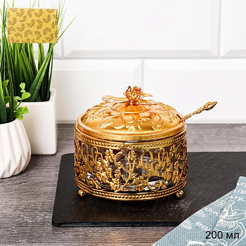 Сахарница с ложкой 200мл стекло металл